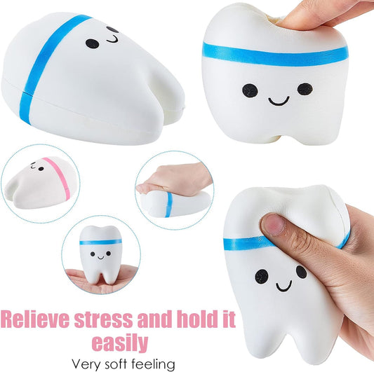 2 Pieces Jumbo Squishy Tooth Slow Rising Tooth Fake Tooth Anxiety Relieve Tooth Toy Dental Tooth Toys Dental Assistant Gifts for Stress Relief Teens, Adults