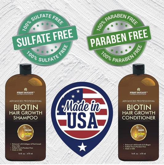 Biotin Hair Growth Shampoo Conditioner - An Anti Hair Loss Set Thickening formula, Collagen & Stem Cell For Hair Regrowth, Anti Thinning Sulfate Free For Men & Women Anti Dandruff Treatment 16  x2