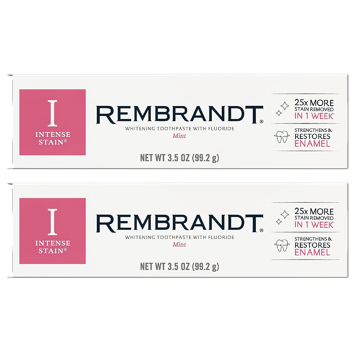 REMBRANDT Intense Stain Whitening Toothpaste With uoride, Removes Tough Stains, Rehardens And Strengthens Enamel, 3.5  - (Pack of 2)