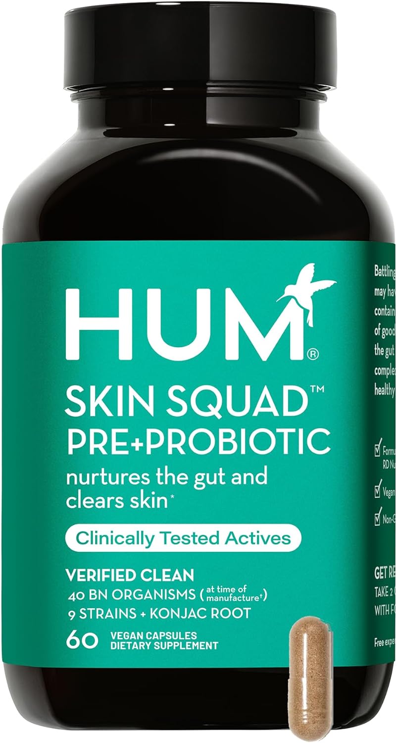 HUM Skin Squad - Probiotic Supplement for Clear Skin & Gut Health - Mi1.76 Ounces