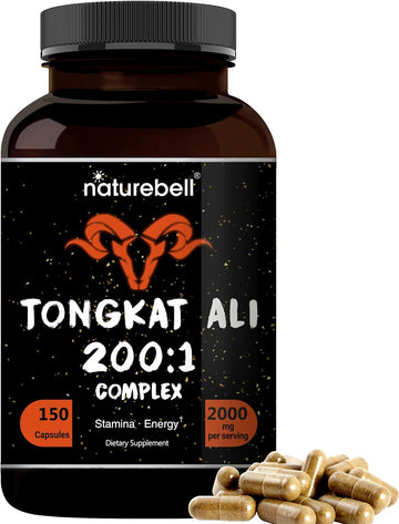 NatureBell Tongkat Ali 200:1 Extract for Men, 2000mg Per Serving, Indo