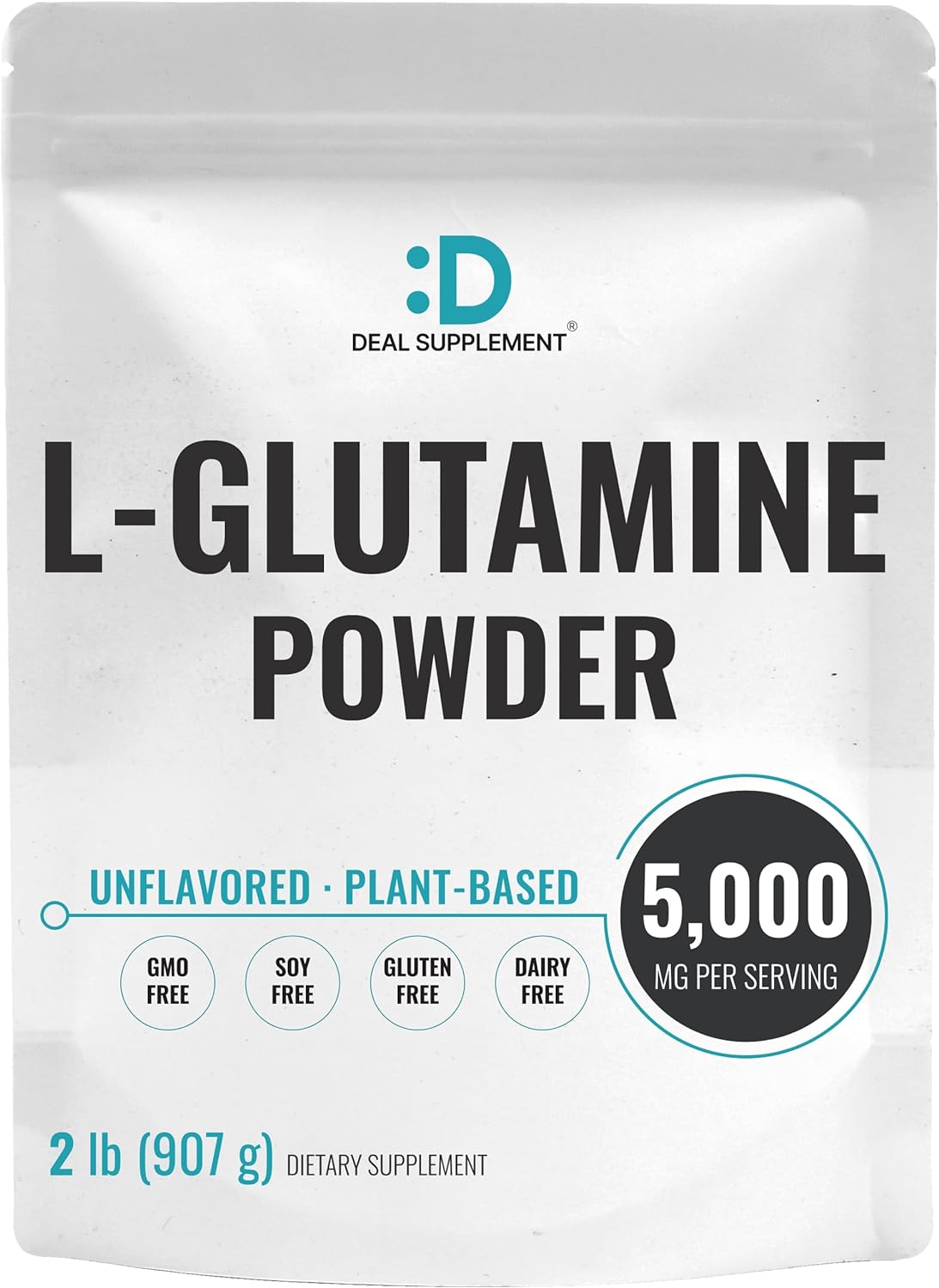 L Glutamine Powder Supplement, 5G Per Serving, 2Lbs  Easily