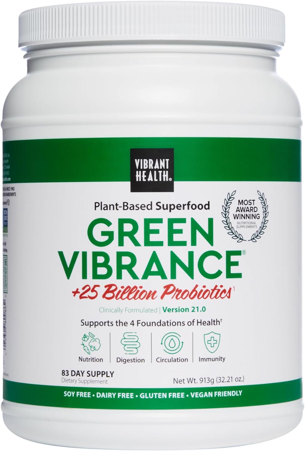 Vibrant Health, Green Vibrance, Vegan Superfood Powder, 83 Servings (F