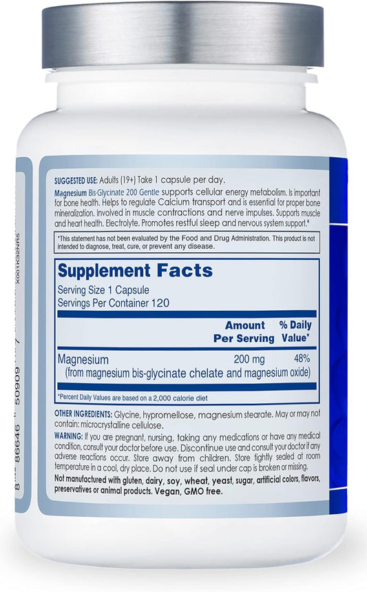 CanPrev Magnesium Bisglycinate Capsules (200 mg) - High Absorption Bis