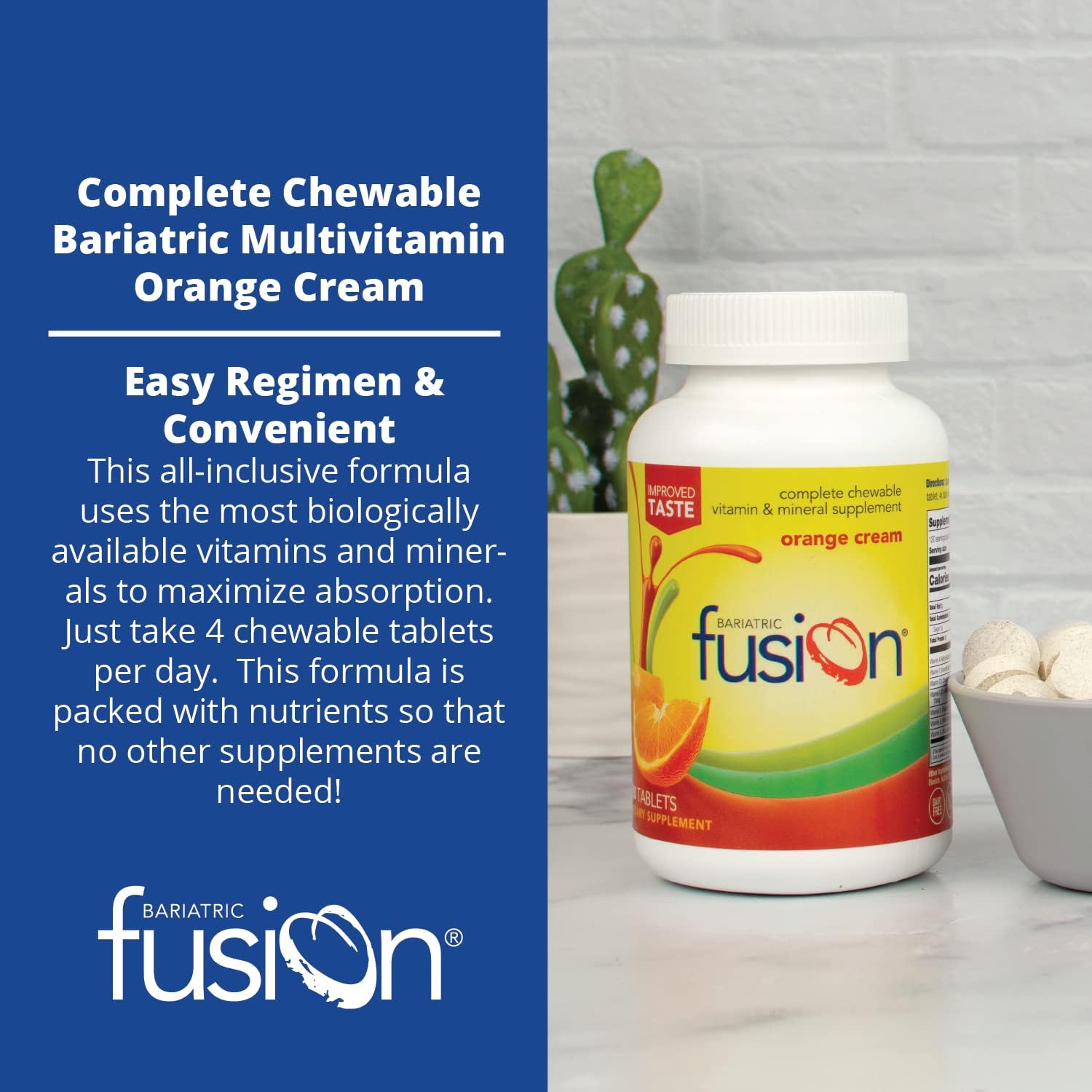 Bariatric Fusion Orange Cream Flavored Complete Chewable Bariatric Mul