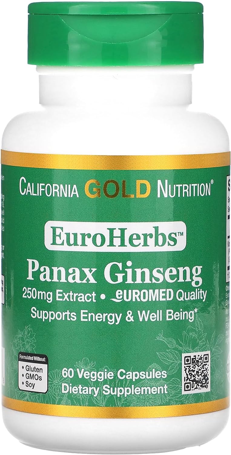 Panax Ginseng Extract, EuroHerbs, European Quality, 250 mg, 60 Veggie