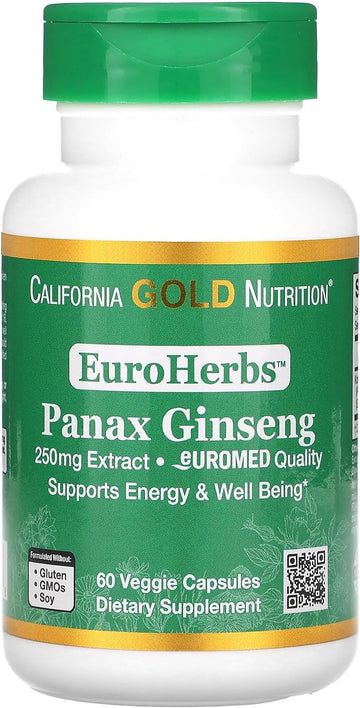 Panax Ginseng Extract, EuroHerbs, European Quality, 250 mg, 60 Veggie