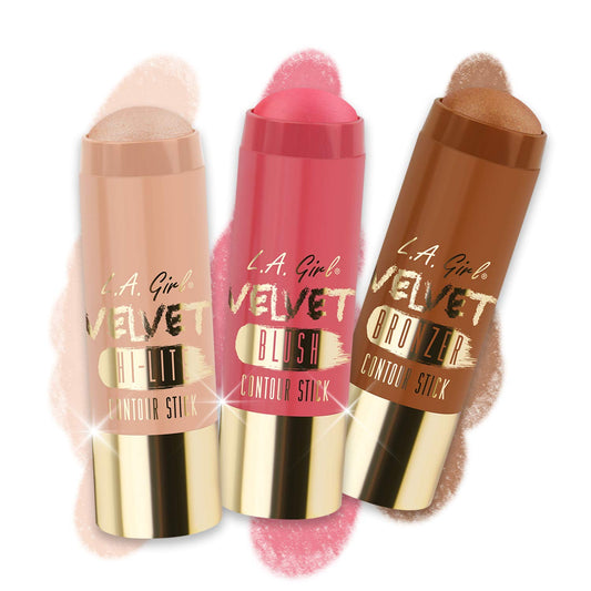 L.A. Girl Velvet Contour Sticks, Blush Crushed Berry,3 Count