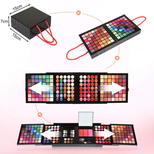 Hotrose Full 177 Color Pink Eyeshadow Palette Blush Lip Gloss Concealer Kit Beauty Makeup Set,All-in-One Makeup Kit with Mirror, Applicators