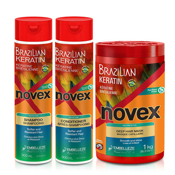 Novex Shampoo 10.1 + Conditioner 10.1 + Mask 35 Set (Brazilian Keratin)