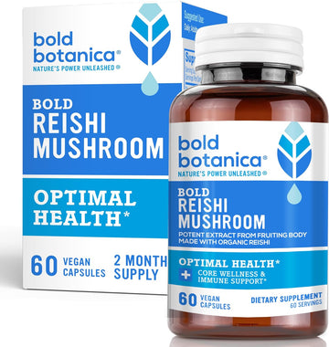 Bold Botanica Reishi Mushroom Capsules - 100% Fruiting Body - Concentr
