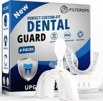 Upgraded Night Guard with Fitting Tray for Teeth Grinding at Night Sleep, 4 Pack, Standard Size, Professional Dental Guard for Teens & Adults, Comfortable Night Guards for Clenching Teeth