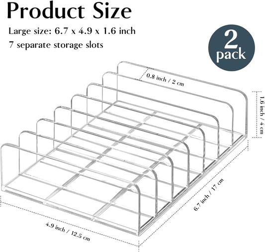 TUZAZO 2 Pack Acrylic Eyeshadow Palette Makeup Organizer - 7-Section Makeup Palette Organizer - Cosmetics Display Storage Holder for Eyeshadow Palettes Blush Contour Kits Sunglasses