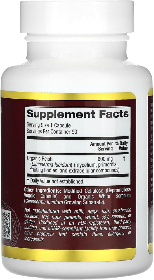 Reishi (Ganoderma lucidum), Full Spectrum, Certified Organic, 90 Veggi