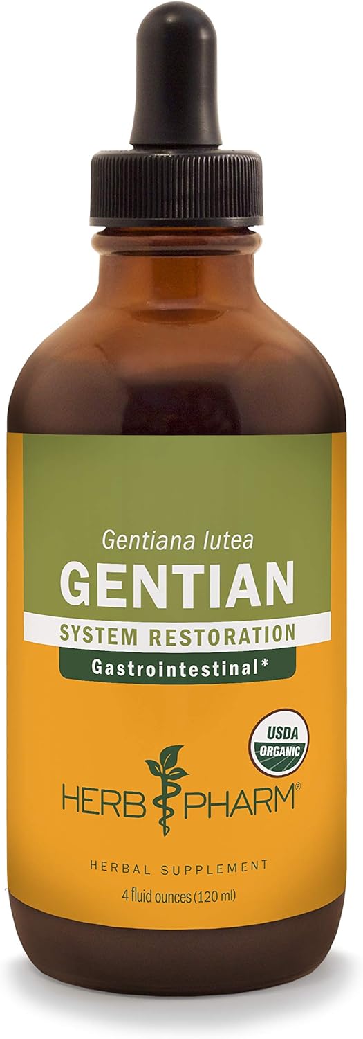 Herb Pharm Certified Organic Gentian Liquid Extract for Digestive Supp