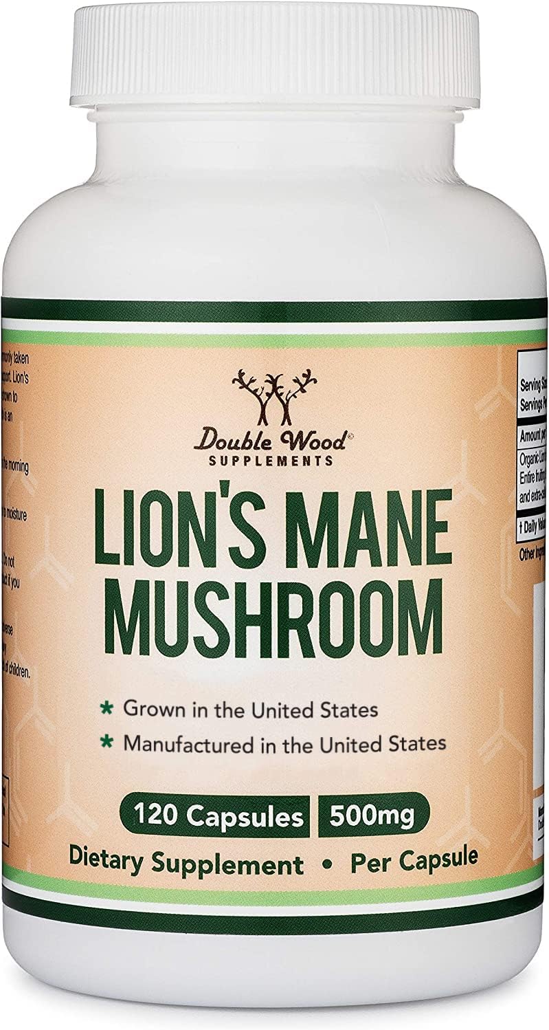 Lions Mane Supplement Mushroom Capsules (Two Month Supply - 120 Count)