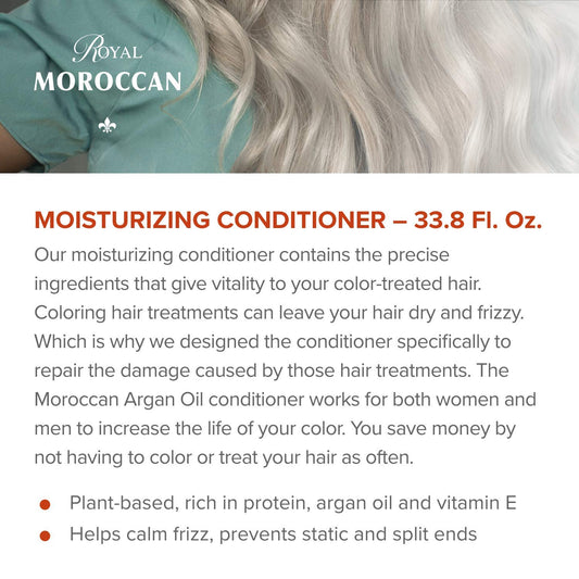 Royal Moroccan Moisturizing Conditioner Hair Products - Moisturizing Conditioner For Dry and Colored Hair 1000 ml 33.8 ., Base of Moroccan Argan oil, For color – Treated Hair, Frizzy Hair