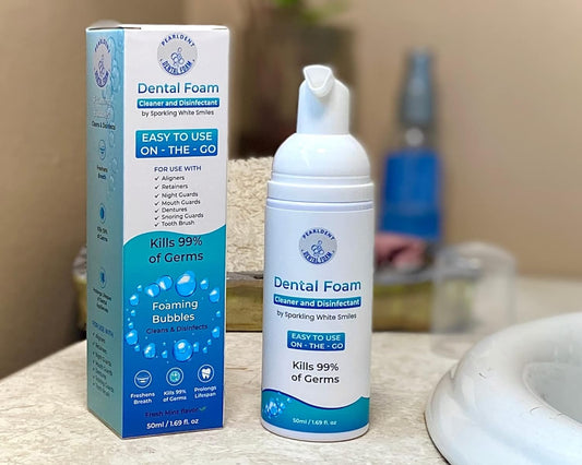 Pearldent Dental Foam - Cleans and Sterilizes Removable Dental and Ortho Appliances - Up to 4 Months Supply. Great for Aligners, Retainers, Mouth Guards