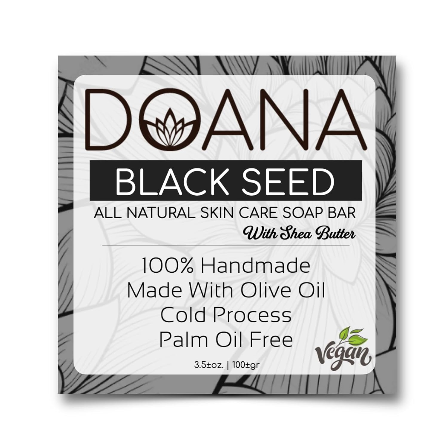Black Seed (Cumin) Soap Bar - Now With SHEA BUTTER - Vegan, Olive Oil and Coconut Oil, Palm Oil Free, Antiseptic, Anti Bacterial, For Sensitive - Dry Skin, Prevents Unwanted Odors, Foot Care