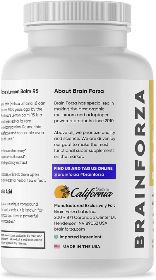 Brain Forza European Lemon Balm Extract Capsules - Standardized Extrac