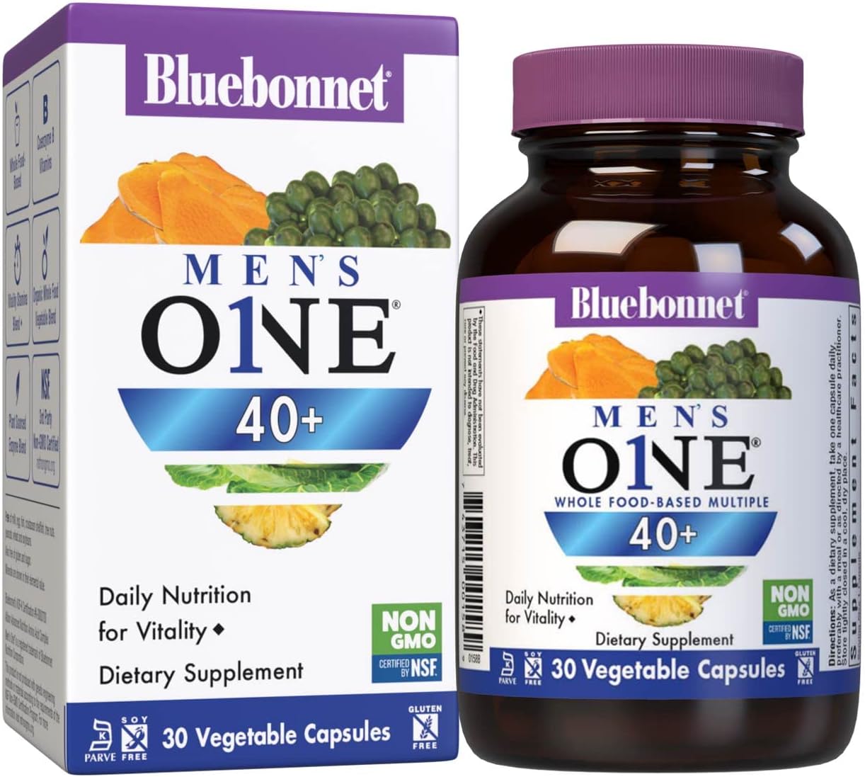 Bluebonnet Nutrition Mens' One 40+ Whole Food-Based Multiple, Men Mult