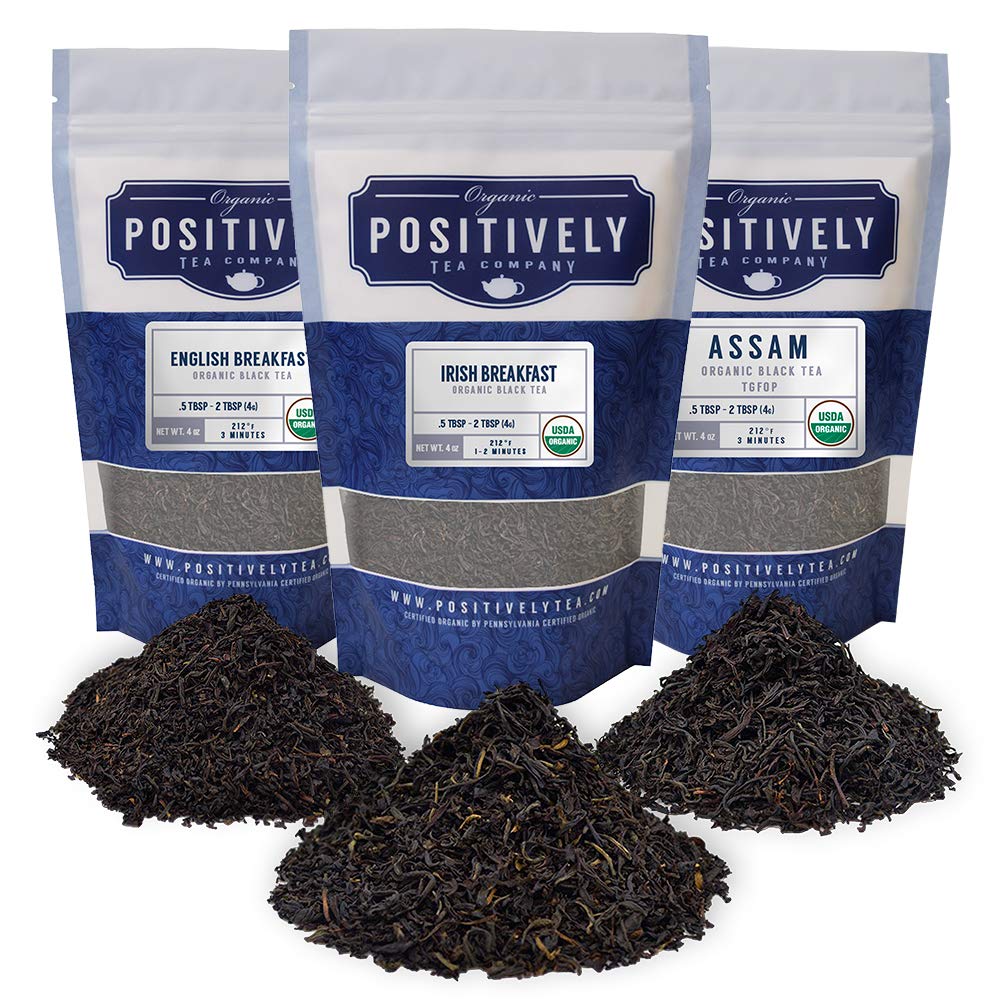 Organic Positively Tea Company, Black Tea Sampler, Loose Leaf, 3 Pack