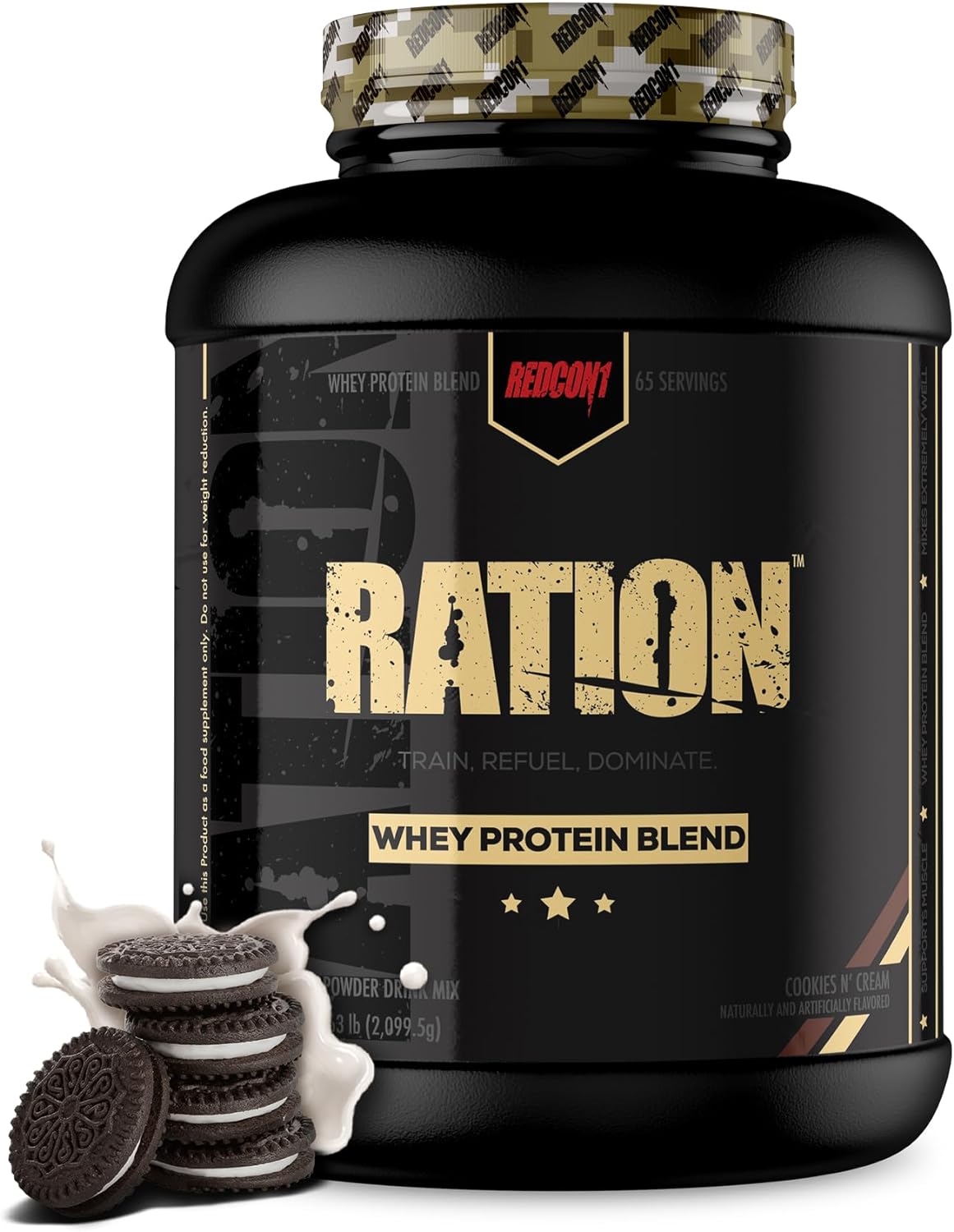 REDCON1 Ration Whey Protein, Cookies N' Cream - Keto Friendly + Gluten