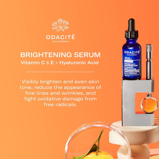 Odacite Brightening Vitamin C & Hyaluronic Facial Serum - Anti-Aging Facial Serum Targets Loss of Firmness & Dark Spots - Squalane, Vitamin E & Neroli oral Water for Smooth Skin - 1