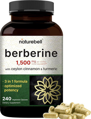 Berberine Supplement 1500mg, 240 Veggie Capsules | Plus 1200mg True Ce