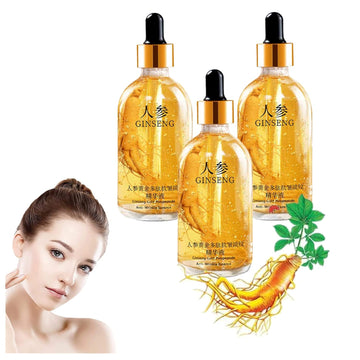 Ginseng Serum, Ginseng Gold Polypeptide Anti Ageing Essence Oil, 100 Ginseng Face Serum Anti Wrinkle Serum, Ginseng Essence Water for Tightening Sagging Skin Reduce Fine Lines Skin Care (3PC)