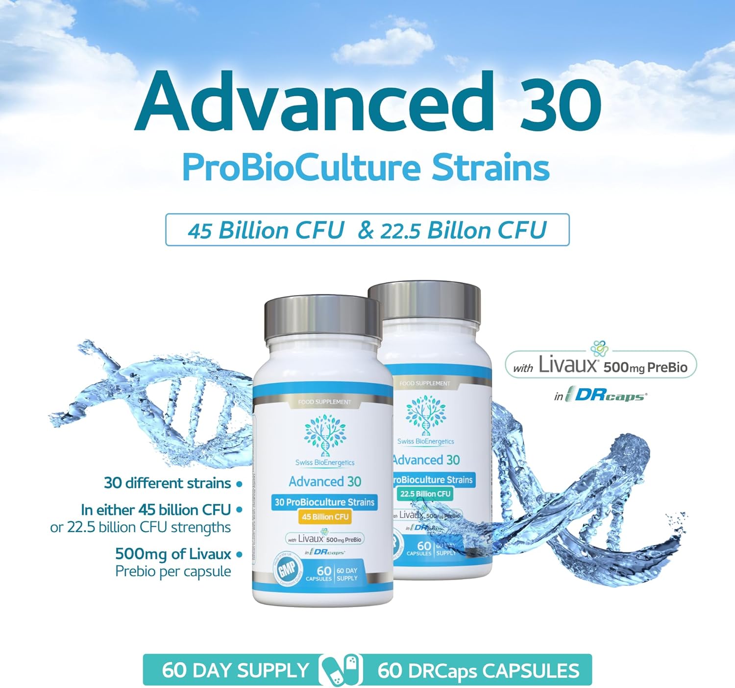 Bio Cultures Complex Probiotics & Prebiotics - Advanced 30 Strains & 4