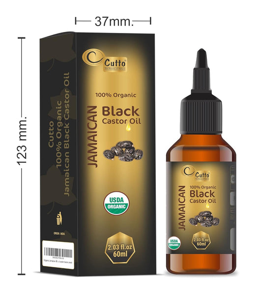 CUTTO -THE BEAUTY OF NATURE Organic Jamaican Black Castor Oil (2.03 fl oz/ 60 ml) USDA Organic,Traditional Handmade with