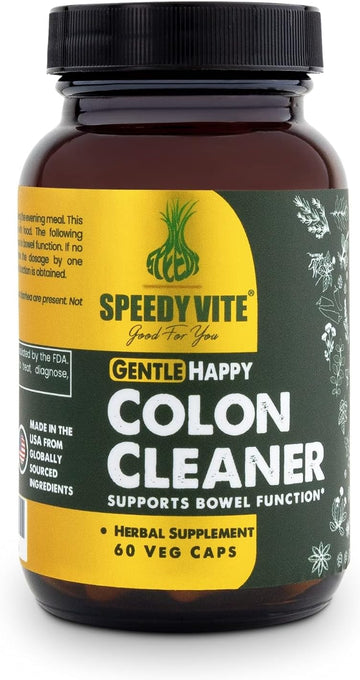 SpeedyVite Happy Colon Gentle Support for Bowel Function* Aloe Vera Leaf Cascara Sagrada bark Slippery Elm Senna Leaf Tu