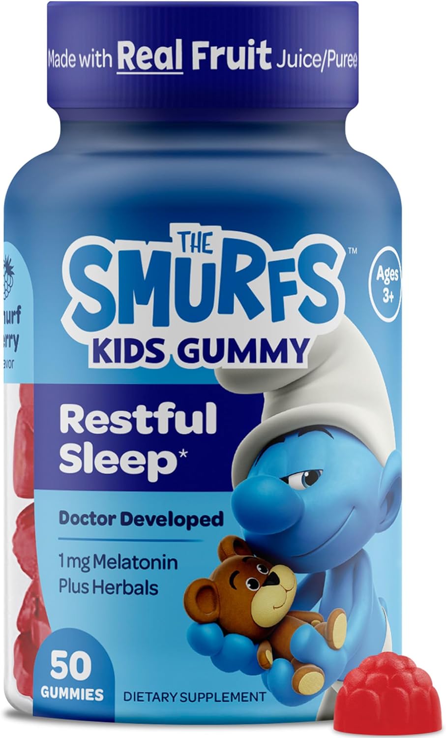 The Smurfs 1mg Melatonin Gummies for Kids with Chamomile & Lemon Balm