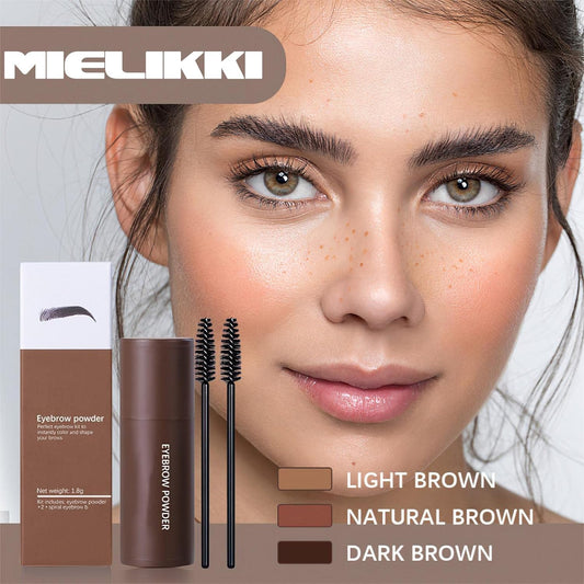 MIELIKKI Eyebrow Stamp and Eyebrow Stencil Kit, 1-Step Eye Brow Stamp and Shaping Kit Set, 10 Reusable Eyebrow Stencils, Long-Lasting, Waterproof, for Filling and Shaping Perfect Eyebrow Makeup, Light Brown