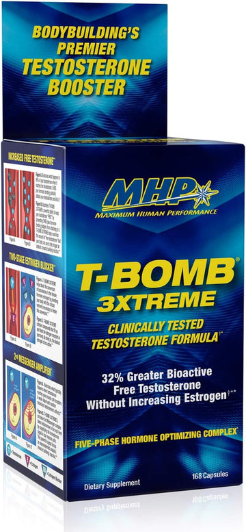 MHP T-Bomb 3xtreme Clinically Tested, Testosterone Booster for Men, In