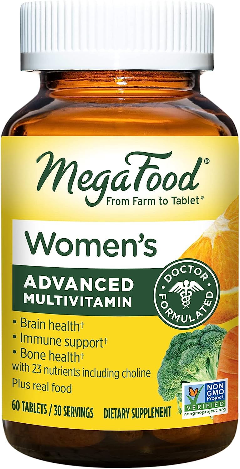 MegaFood Women's Advanced Multivitamin for Women - Doctor-Formulated With Iron, Choline, Vitamin D, Vitamin C & Zinc - Brain Health - Immune Support - Non-GMO - Vegetarian - 60 Tabs (30 Servings)