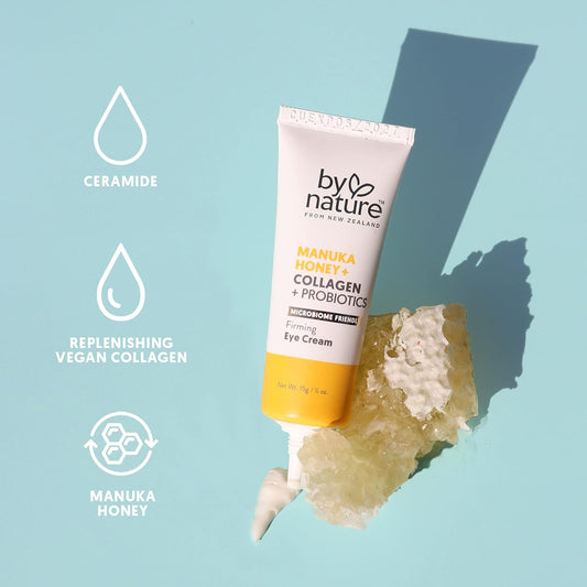 By Nature Eye Cream - Manuka Honey, Collagen, and Probiotics - Hydrating Under Eye Cream for Dark Circles - Skincare from New Zealand - .5