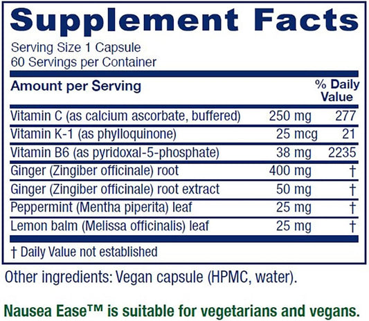 Vitanica Nausea Ease, Supports The GI Tract Due to Morning S