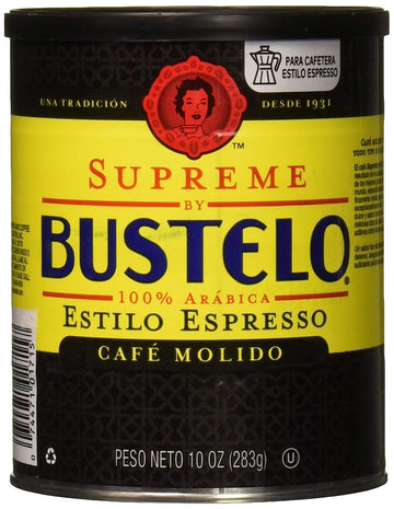 SUPREME BUSTELO ESPRESSO GROUND COFFEE CAFFEINE CAN - 0074471017152