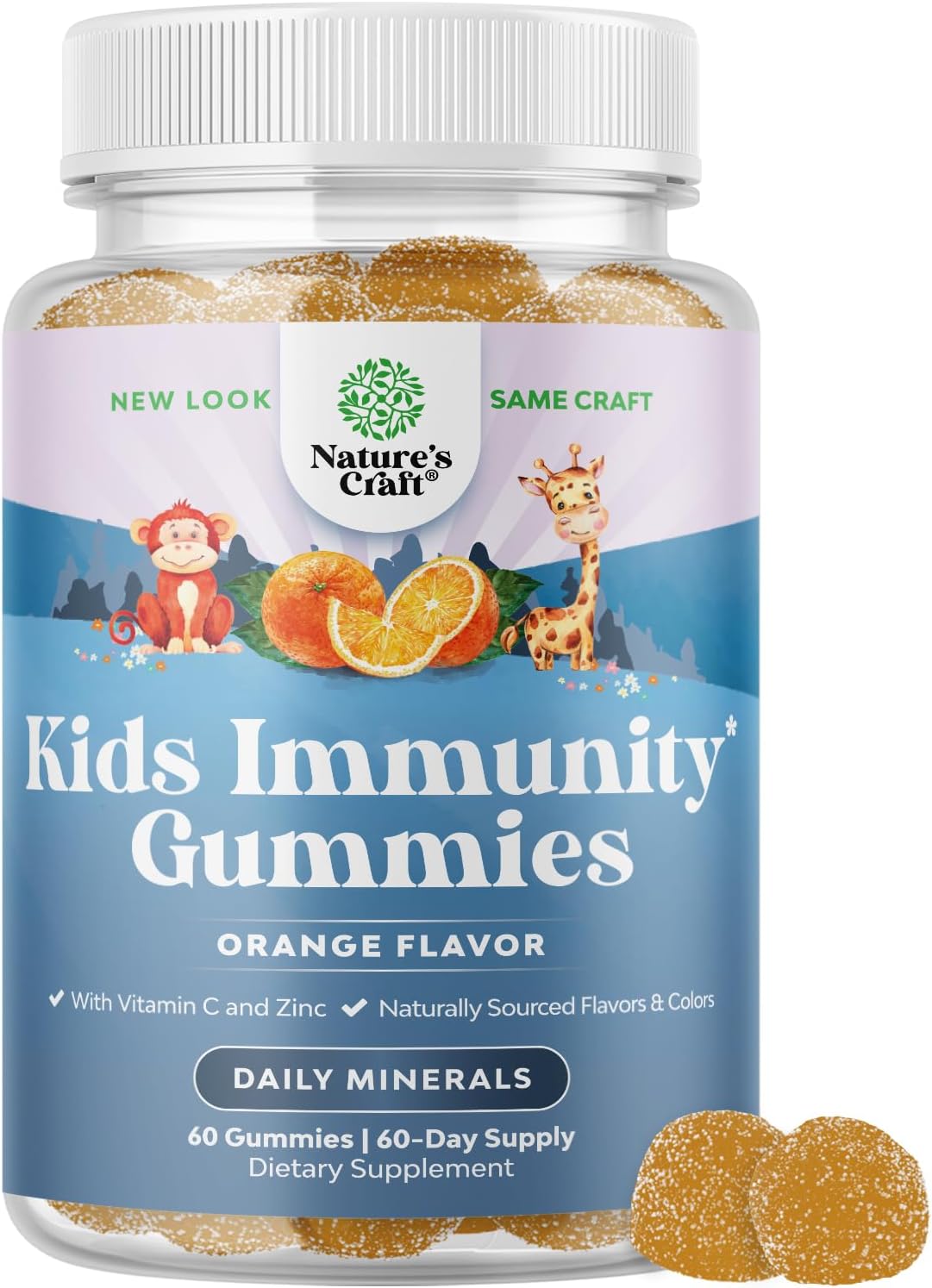 Kids Immunity Support Gummies - Delicious Vitamin C With Zinc And Echinacea Immune Booster Gummies For Kids - Vegan Glut