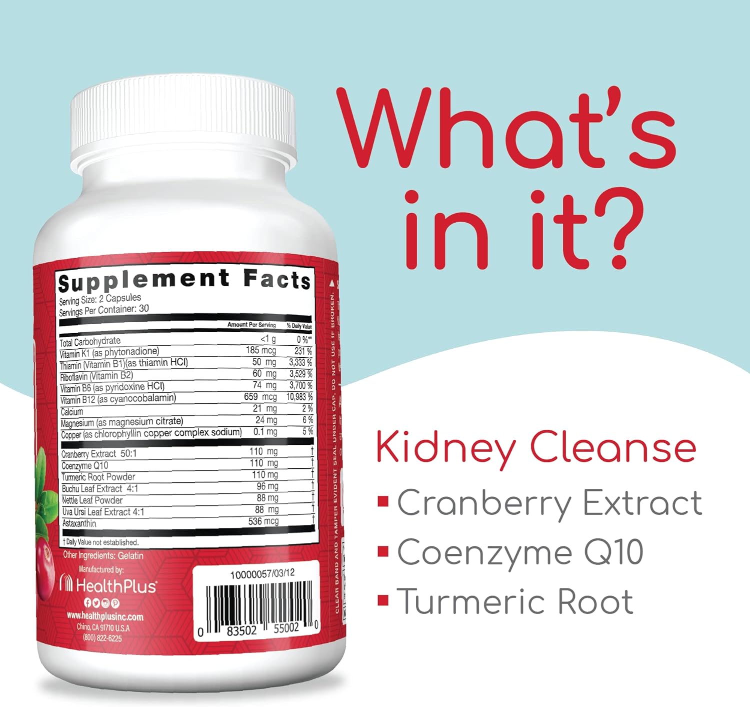 Health Plus Kidney Cleanse, 60 Capsules, 30 Servings