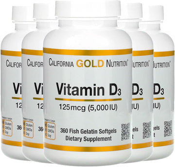 California Gold Nutrition Vitamin D3, 125 Mcg (5,000 Iu), 360 Fish Gel