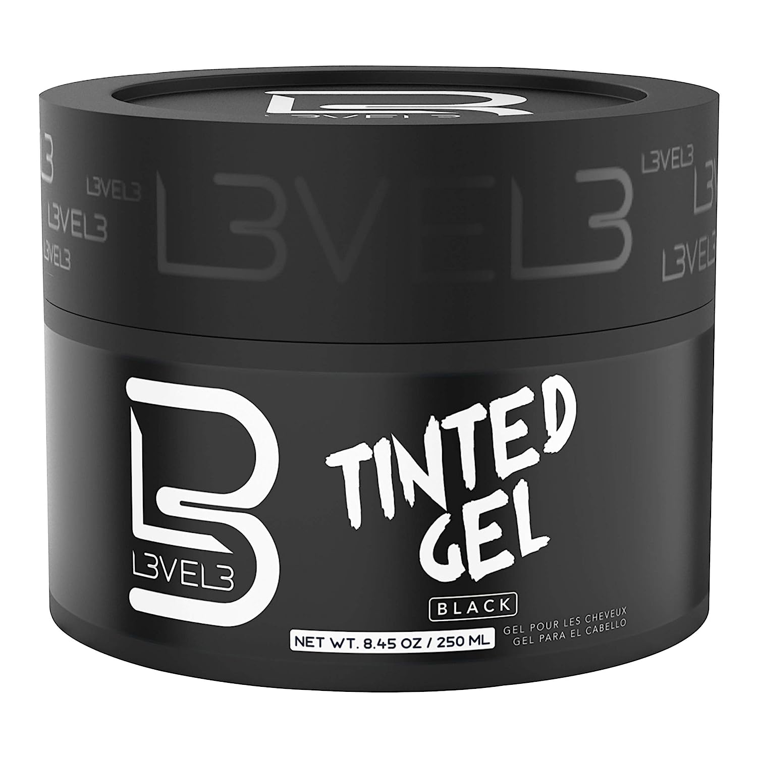 Level 3 Tinted Gel Black - Temporary Black Hair Gel For Hair L3 - No aking and Rinses Out Easily - Level Three Strong Hold Formula