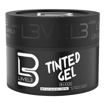 Level 3 Tinted Gel Black - Temporary Black Hair Gel For Hair L3 - No aking and Rinses Out Easily - Level Three Strong Hold Formula