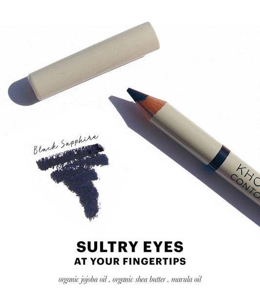 Jillian Dempsey Khôl Eyeliner | Waterproof Eyeliner Pencil with Built-in Smudger | Long-Lasting Intense Color I Black Sapphire
