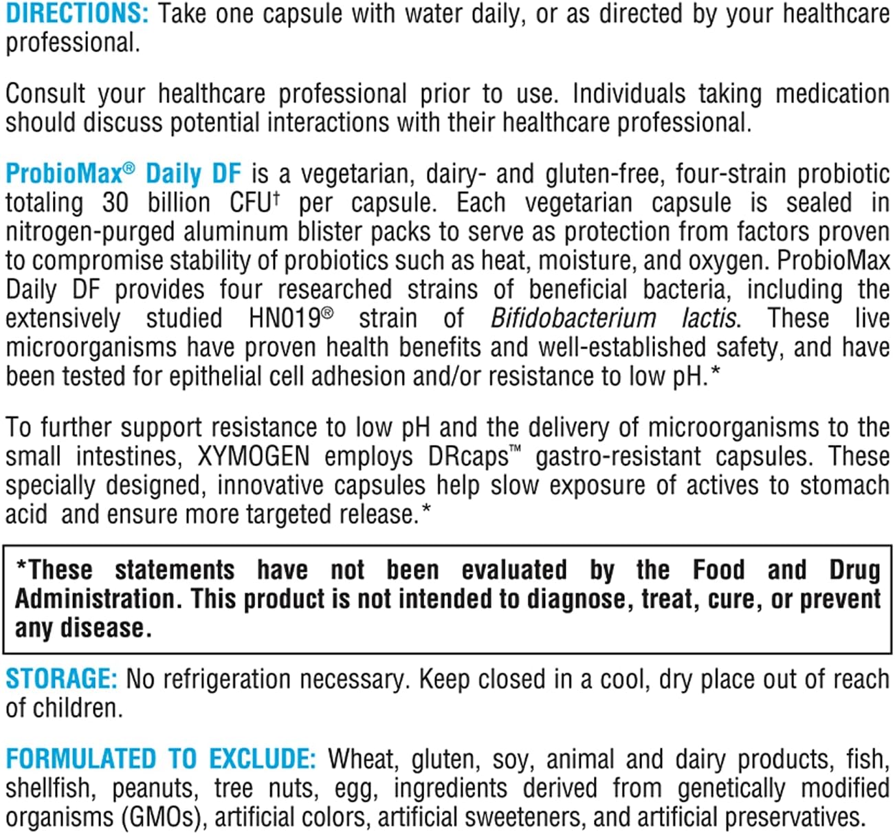 XYMOGEN ProbioMax Daily DF - 30 Billion CFU Probiotic Supplement - Dai