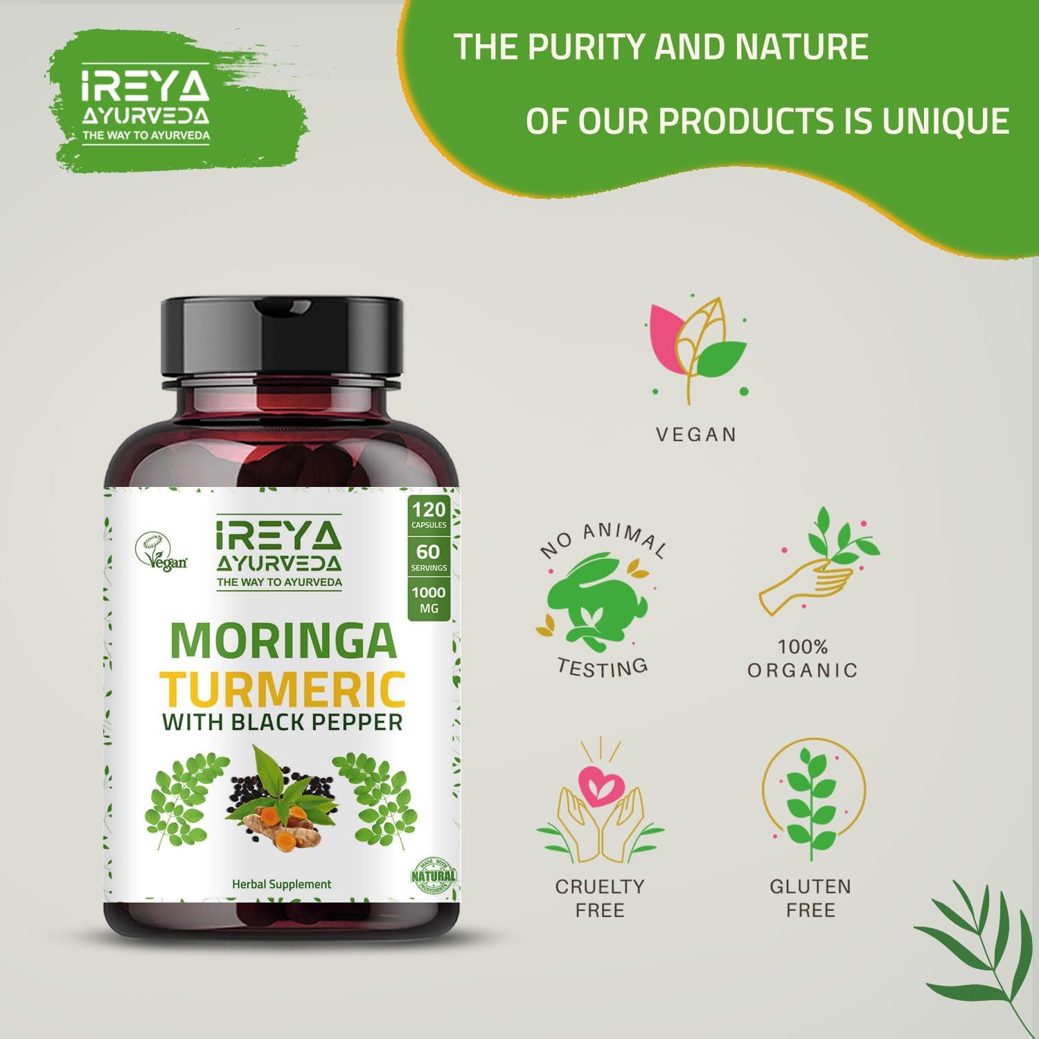  Organic Moringa Oleifera Powder & Turmeric Root Powder with