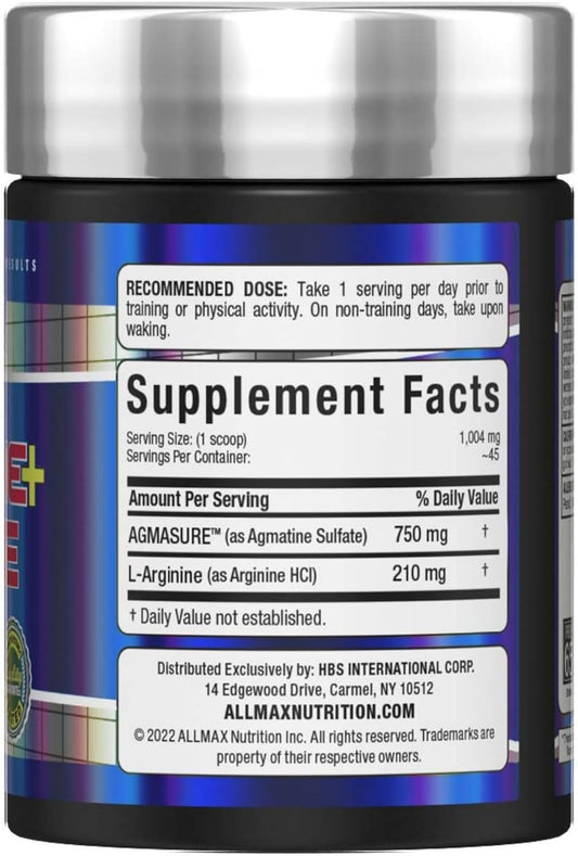 ALLMAX AGMATINE ARGININE - 45 g - Modulates Nitric Oxide Levels - Improves Body Composition - 45 Servings