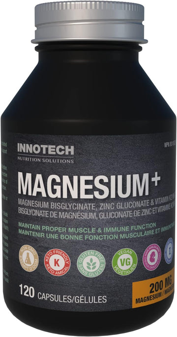 INNOTECH Nutrition Magnesium + 120 Capsules - Contains Magnesium Bisgl